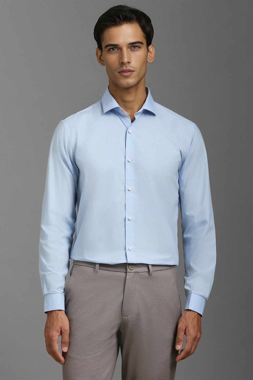 Men Blue Super Slim Fit Print Full Sleeves Casual Shirt-Blue