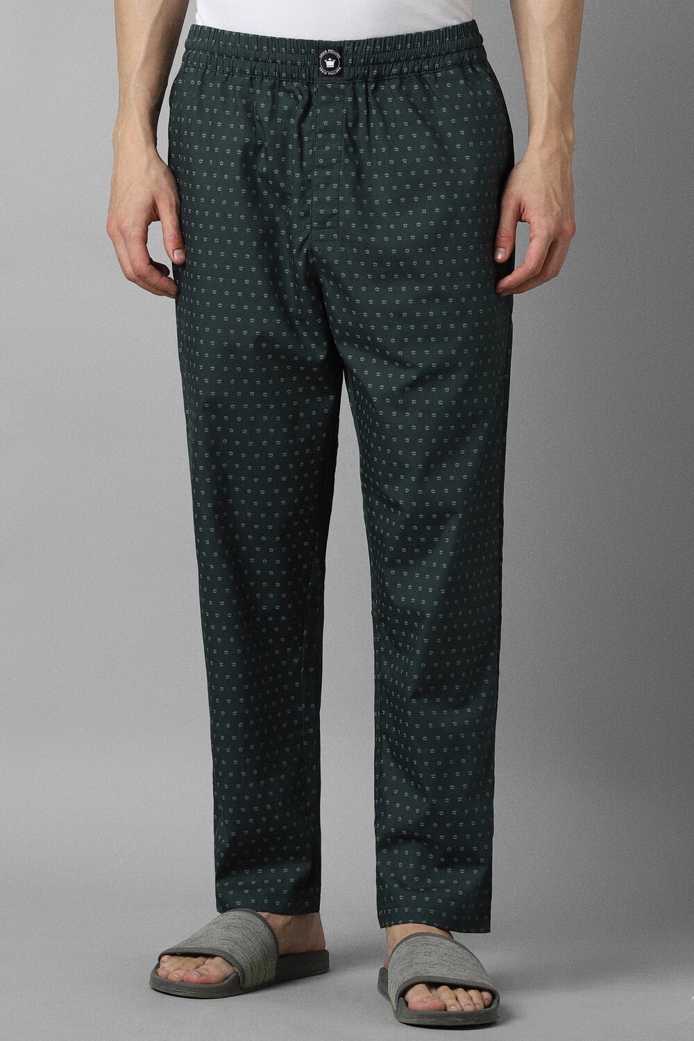Men Green Print Casual Lounge Pant-Green
