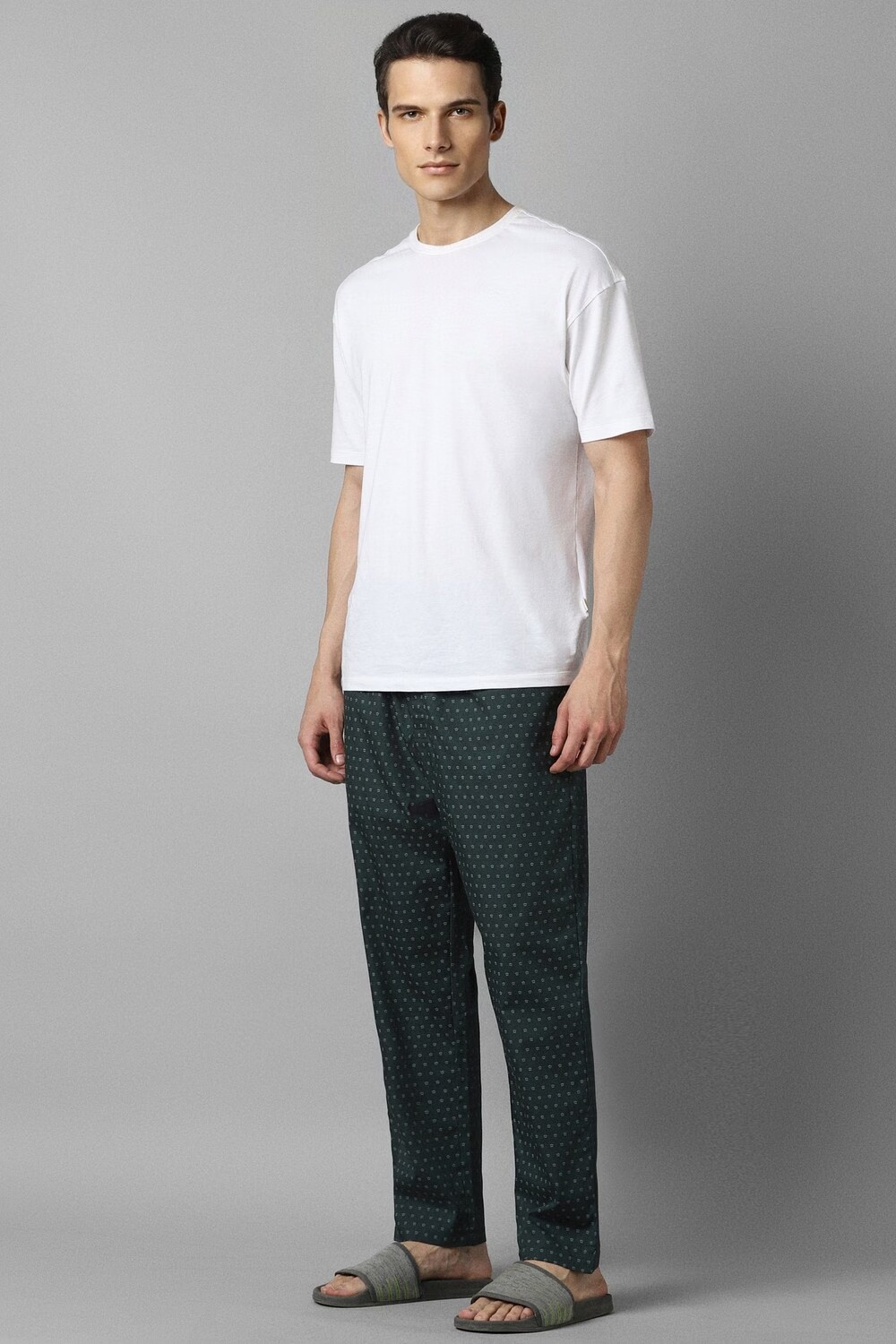 Men Green Print Casual Lounge Pant-Green
