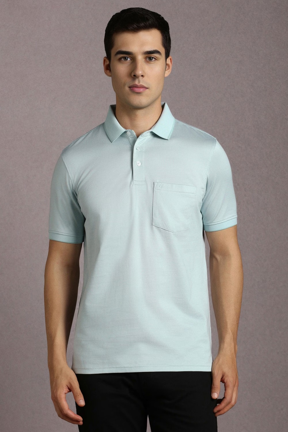 Men Light Blue Textured Polo Neck T-shirt-Light Blue 1 41464-men-light-blue-textured-polo-neck-t-shirt-light-blue-1.jpg
