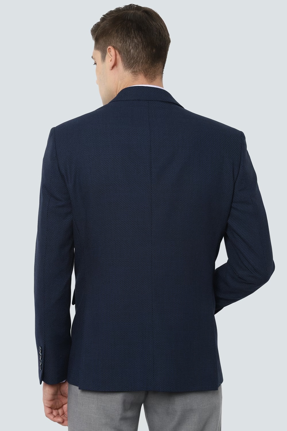 Men Navy Slim Fit Textured Formal Blazer-Navy