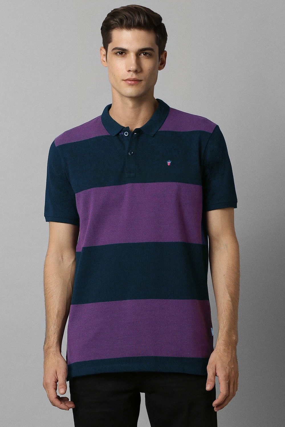 Men Black Stripe Polo Neck T-shirt-Black 1 42046-men-black-stripe-polo-neck-t-shirt-black-1.jpg