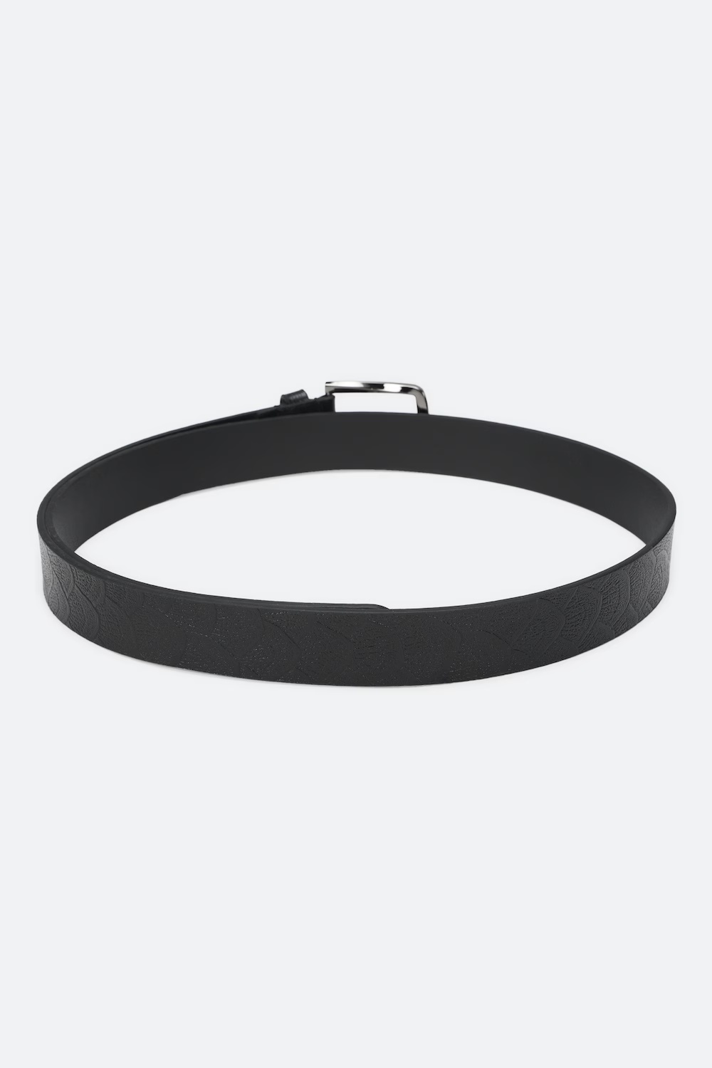 Men Black Solid Genuine Leather Casual Belt-Black