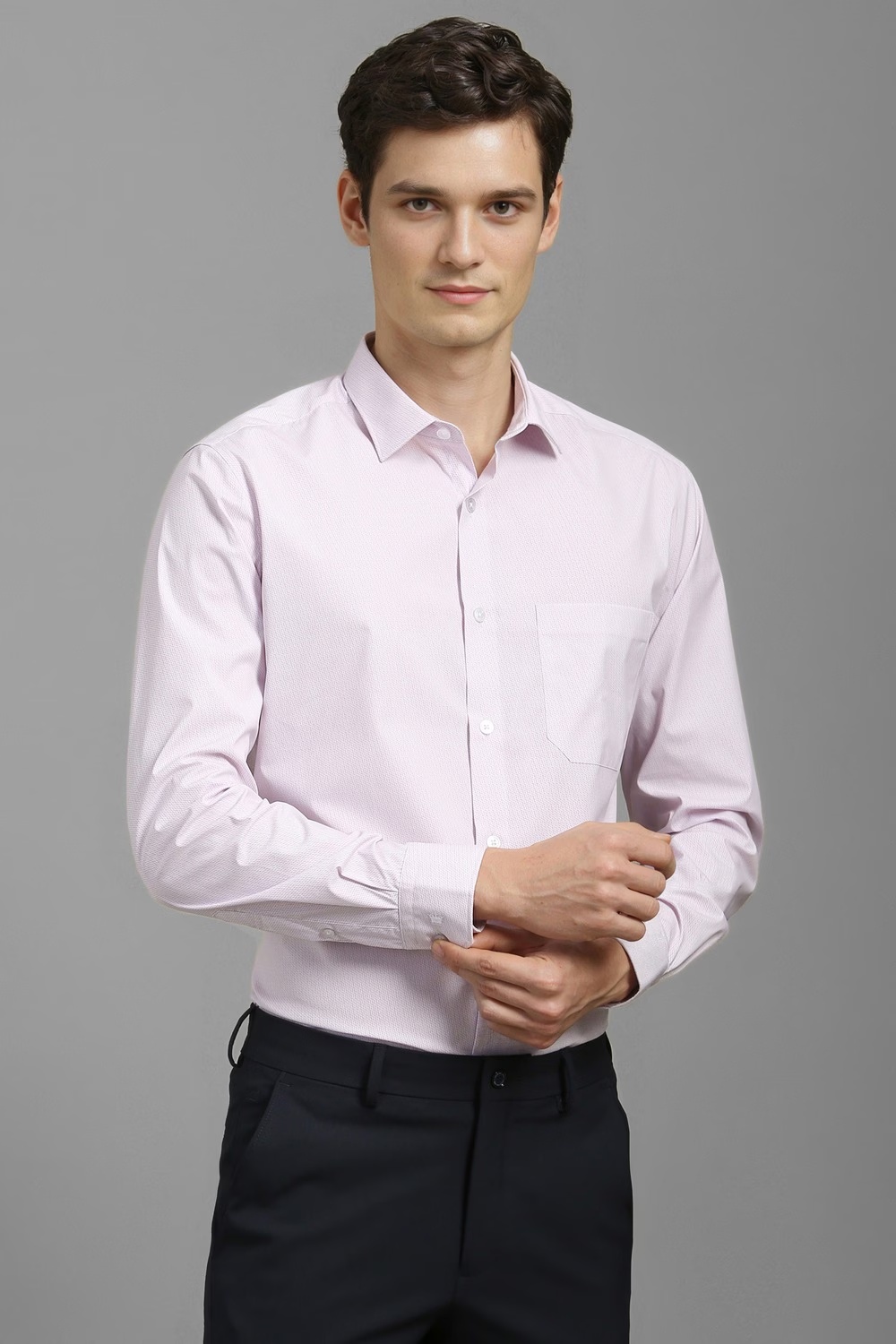 Men Pink Slim Fit Print Full Sleeves Formal Shirt-Pink