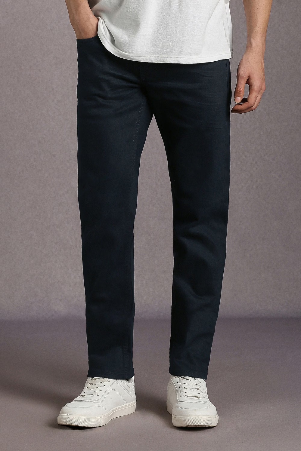 Men Navy Dark Slim Fit Jeans-Navy