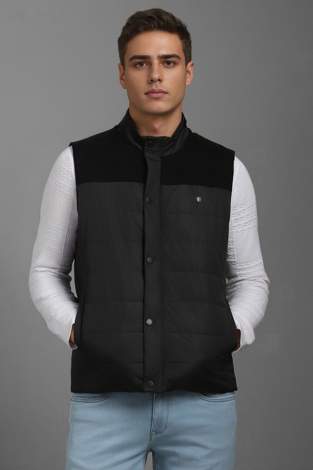 Men Casual Black Print Jackets-Black