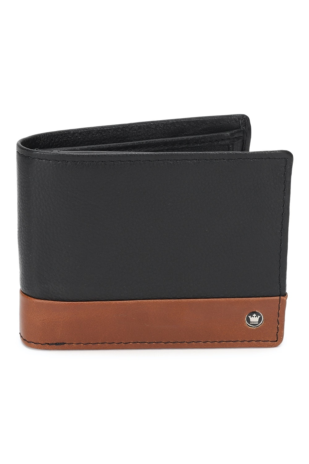 Men Solid Black Leather Bifold Wallet With Coin Pocket and Multicard slots-Black