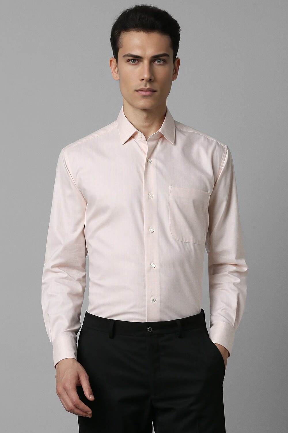 Men Pink Classic Fit Check Full Sleeves Formal Shirt-Pink