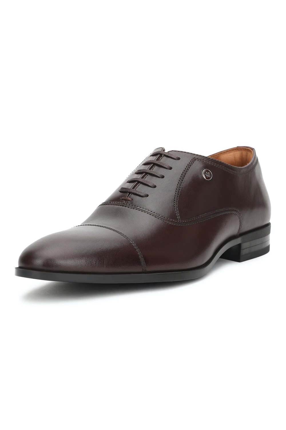 Men Brown Leather Oxford Shoes-Brown