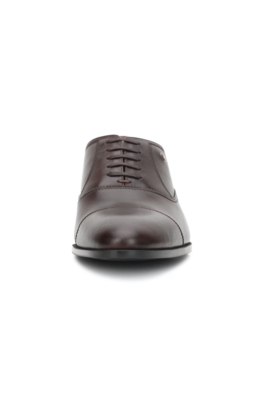 Men Brown Leather Oxford Shoes-Brown