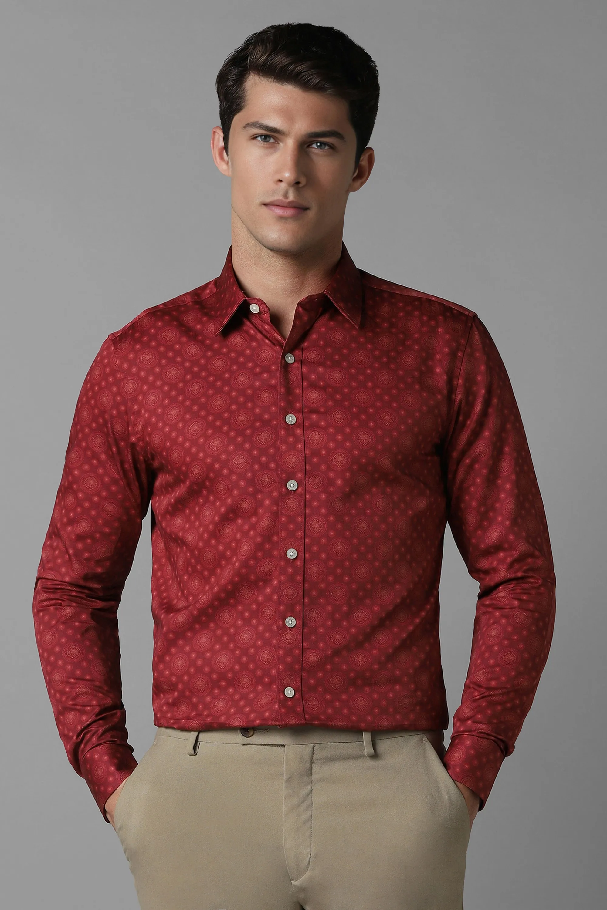 Men Maroon Slim Fit Print Full Sleeves Formal Shirt-Maroon 1 43835-men-maroon-slim-fit-print-full-sleeves-formal-shirt-maroon-1.webp