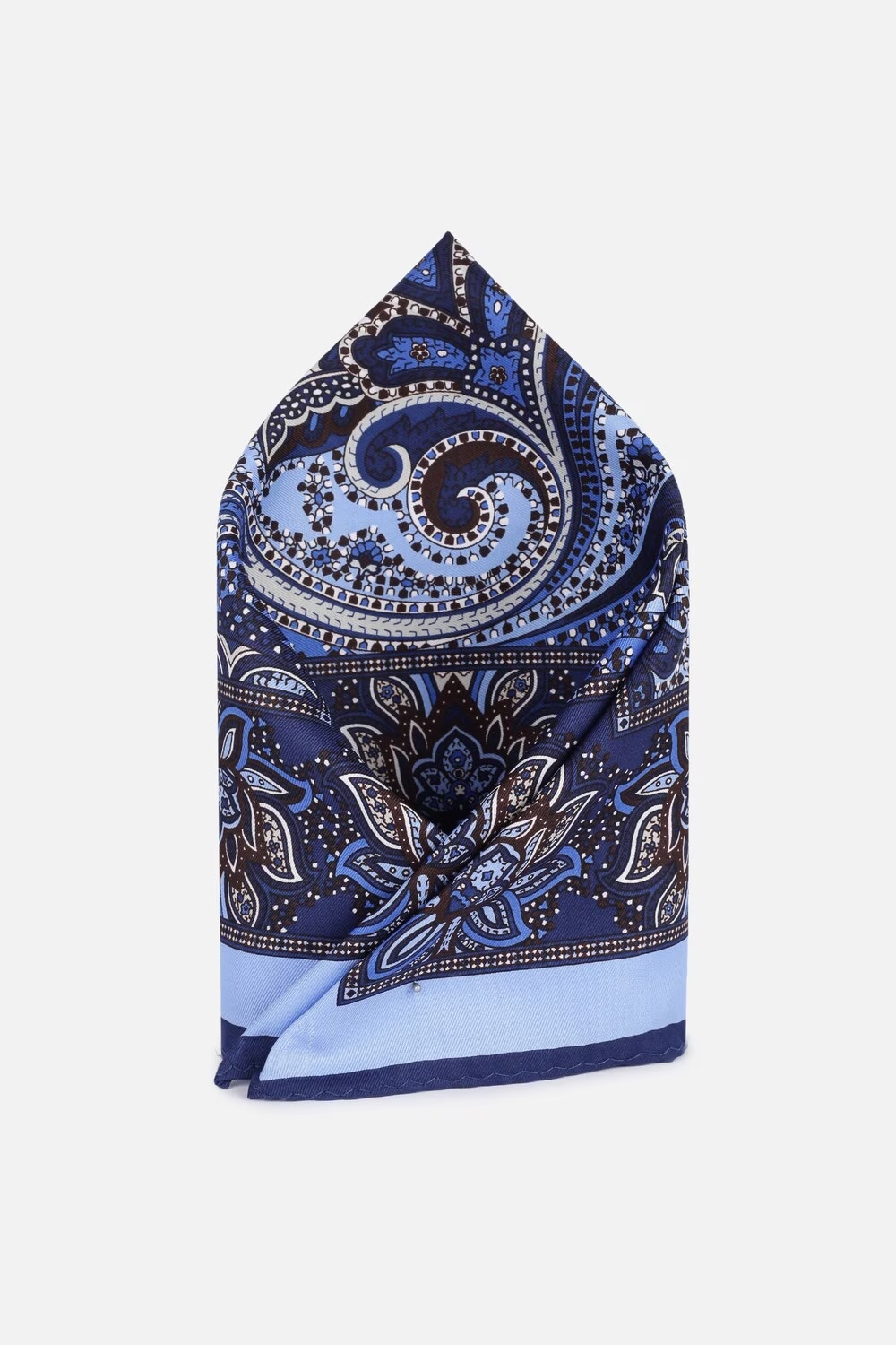 Men Blue Print Casual Pocket Square-Blue