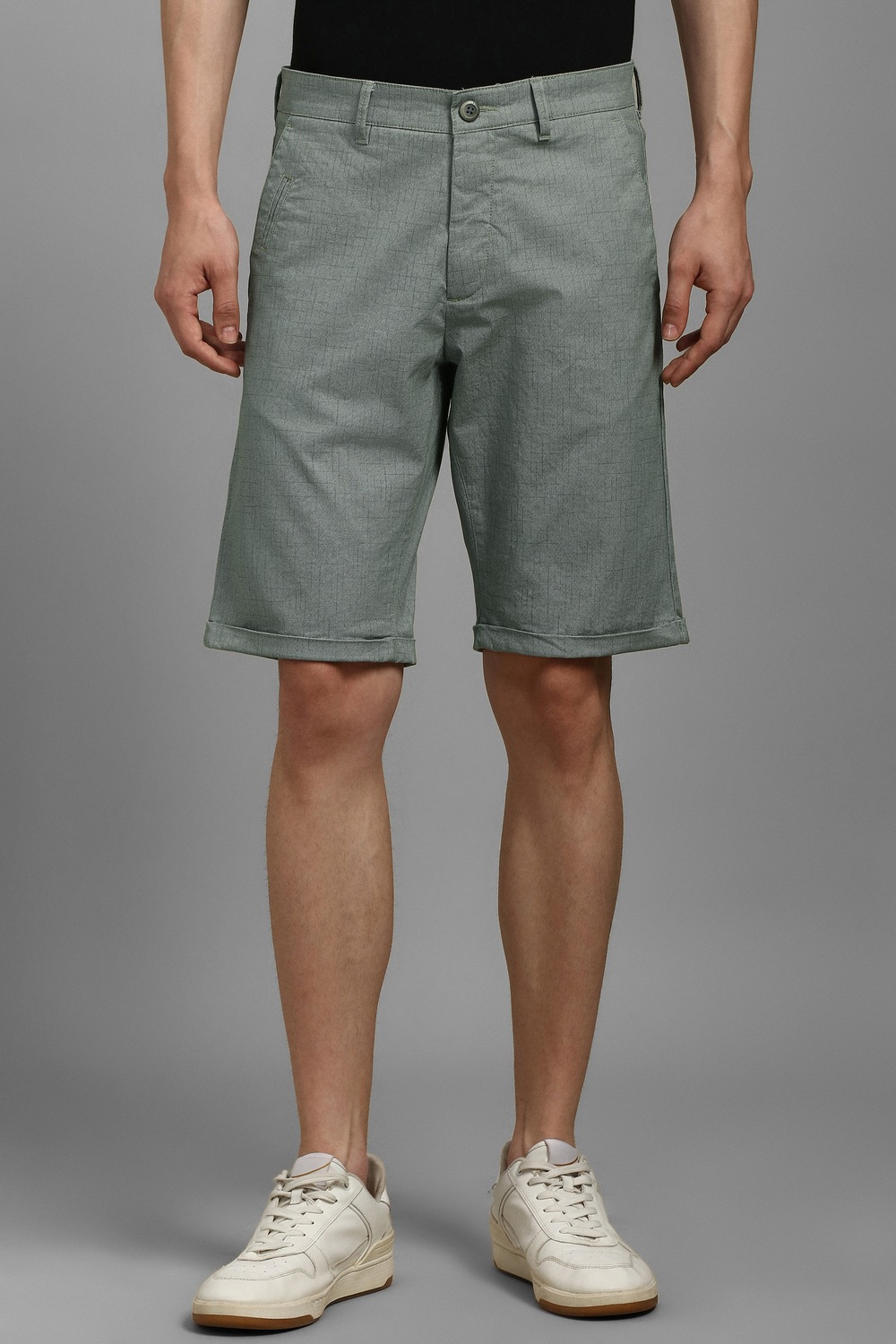 Men Green Print Shorts-Green