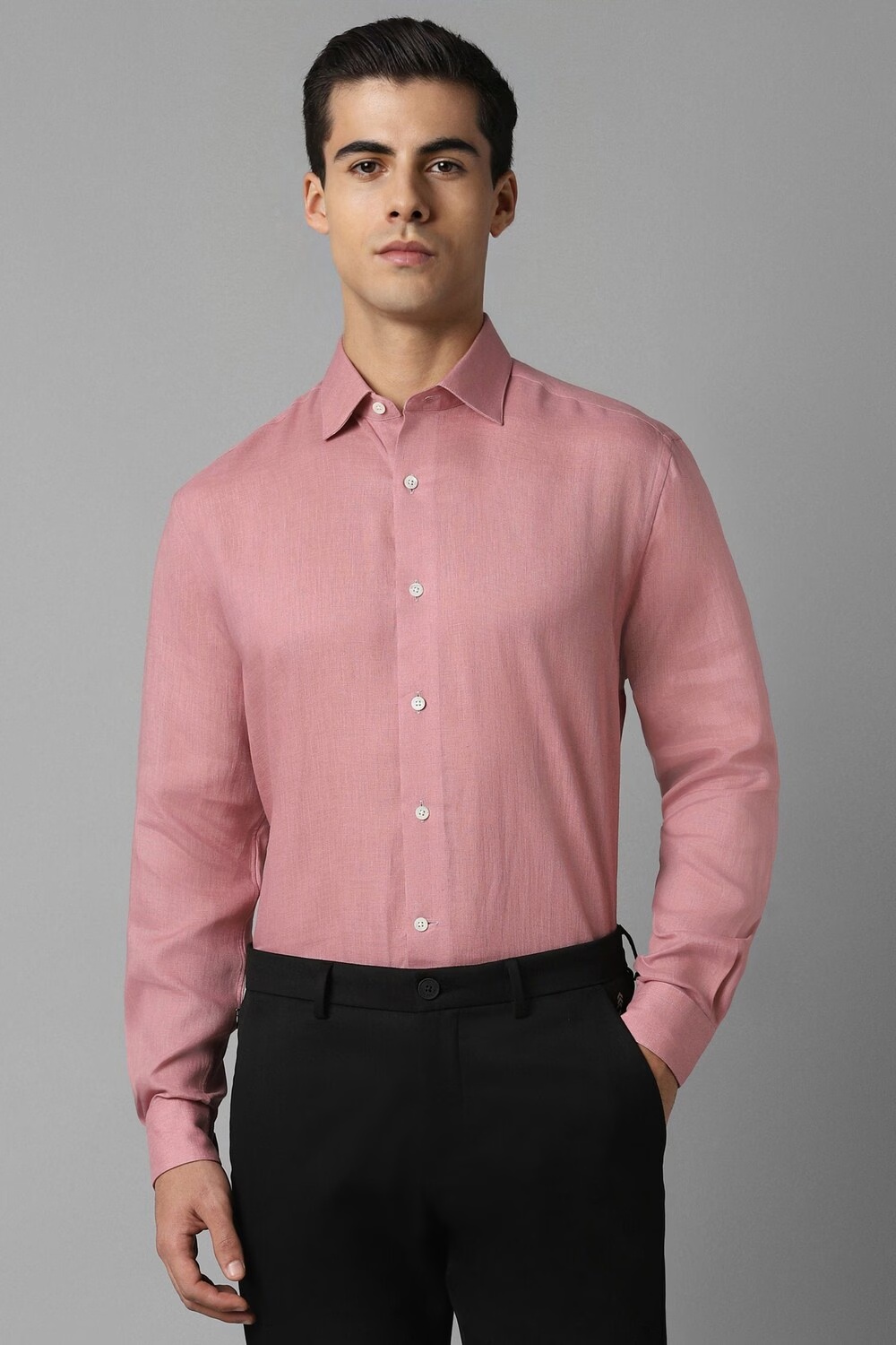 Men Pink Classic Fit Textured Full Sleeves Formal Shirt-Pink