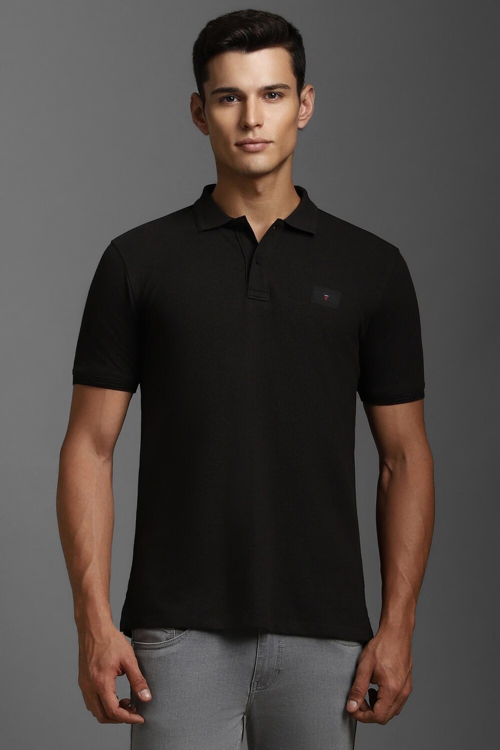 Men Black Solid Polo Neck T-shirt-Black 1 44537-men-black-solid-polo-neck-t-shirt-black-1.jpg