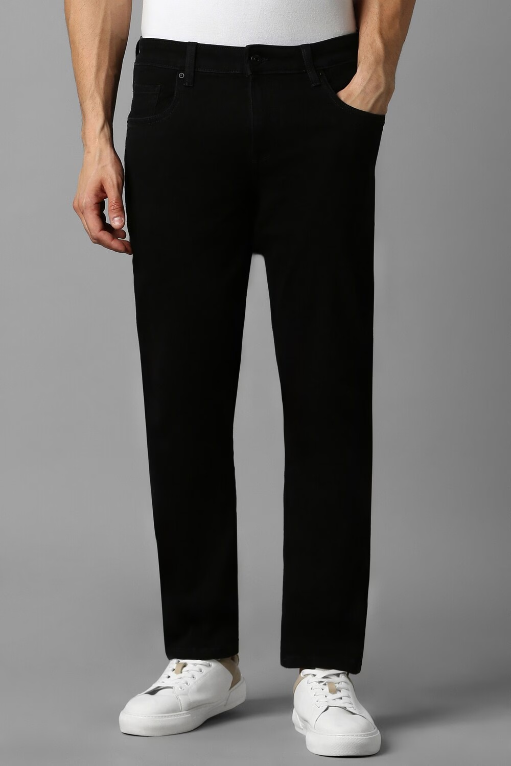 Men Black Dark Slim Fit Jeans-Black