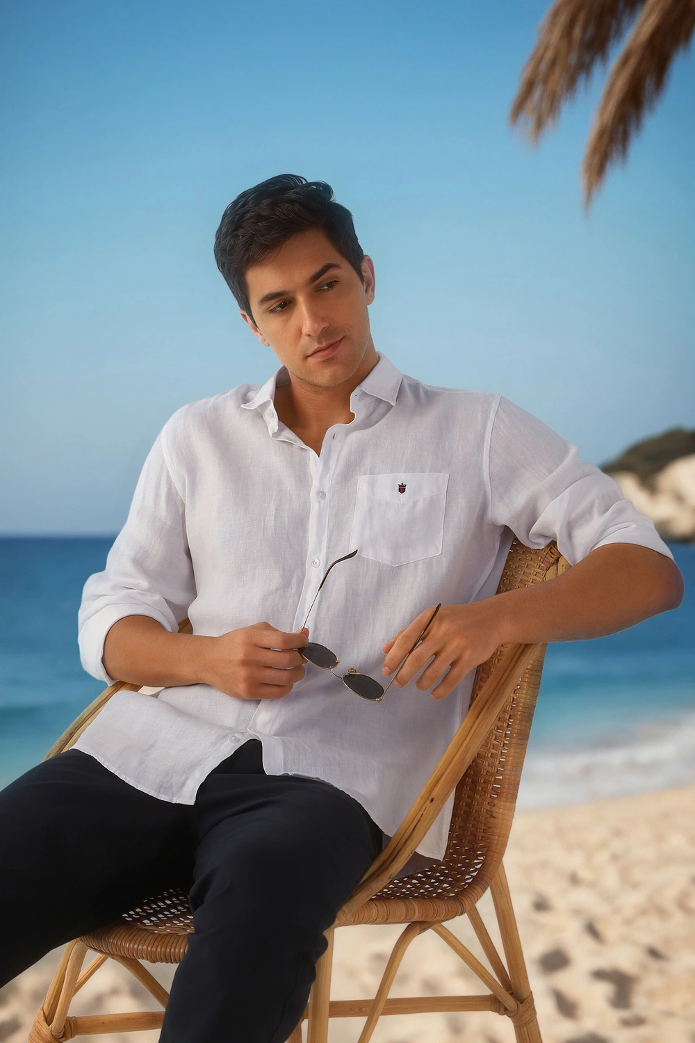 Men White Textured Full Sleeves Casual Shirt-White