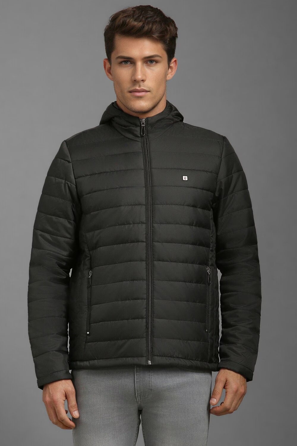 Men Casual Grey Print Jackets-Grey