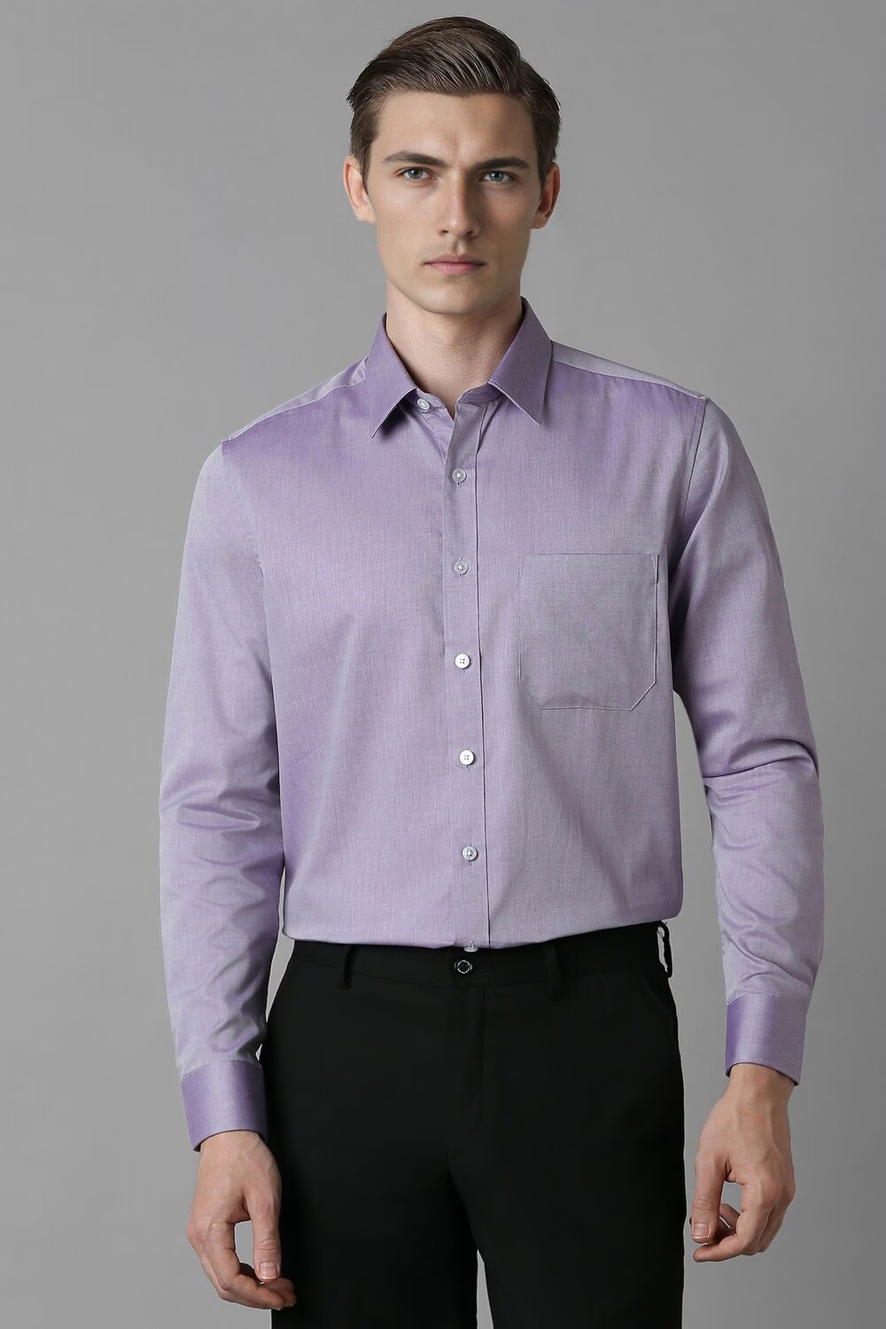 Men Lilac Slim Fit Textured Full Sleeves Formal Shirt-Lilac