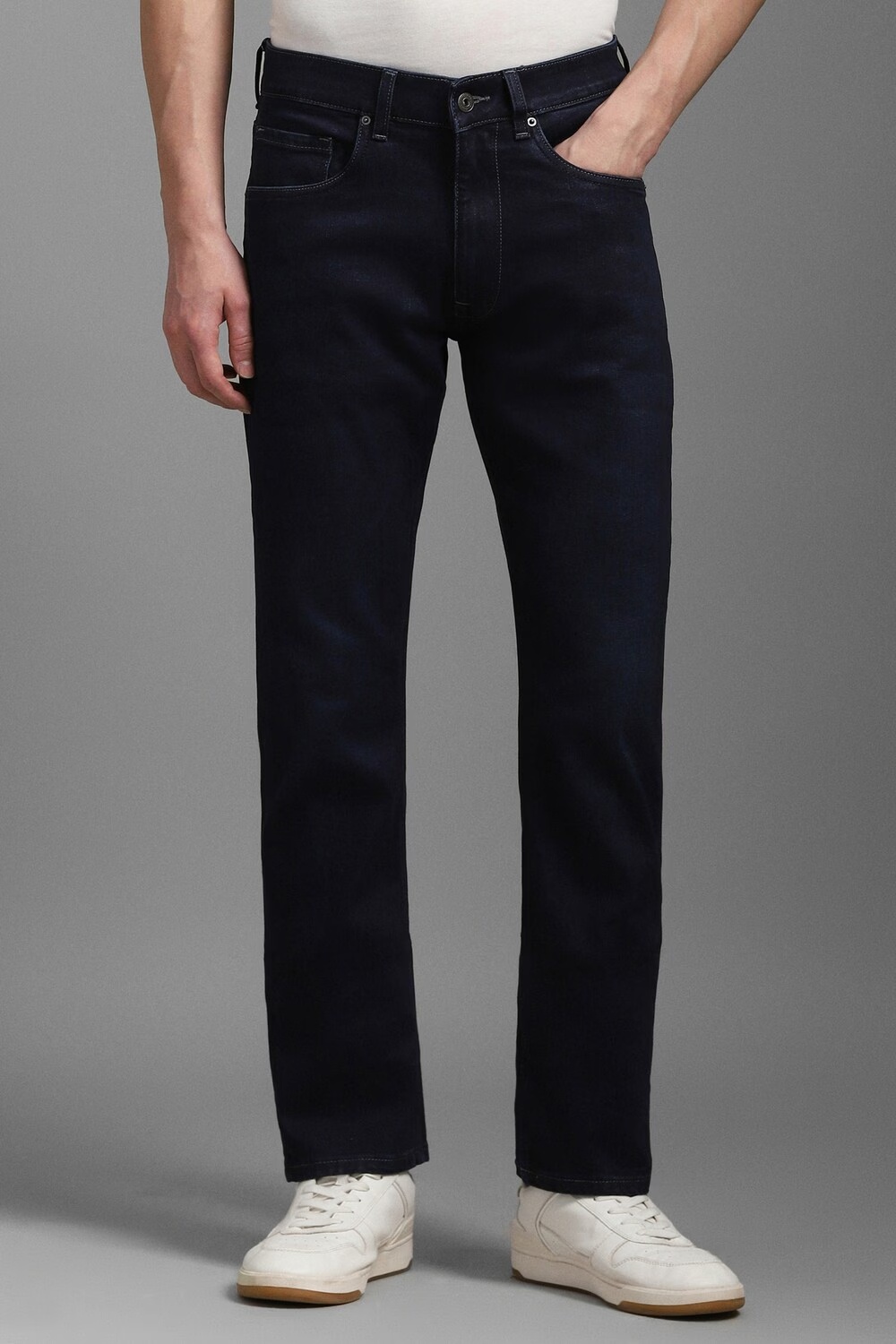 Men Navy Dark wash Regular Fit Jeans-Navy