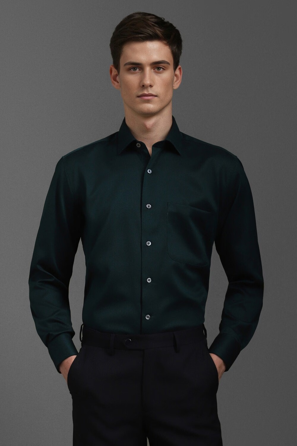 Men Green Classic Fit Textured Full Sleeves Formal Shirt-Green 1 45461-men-green-classic-fit-textured-full-sleeves-formal-shirt-green-1.jpg