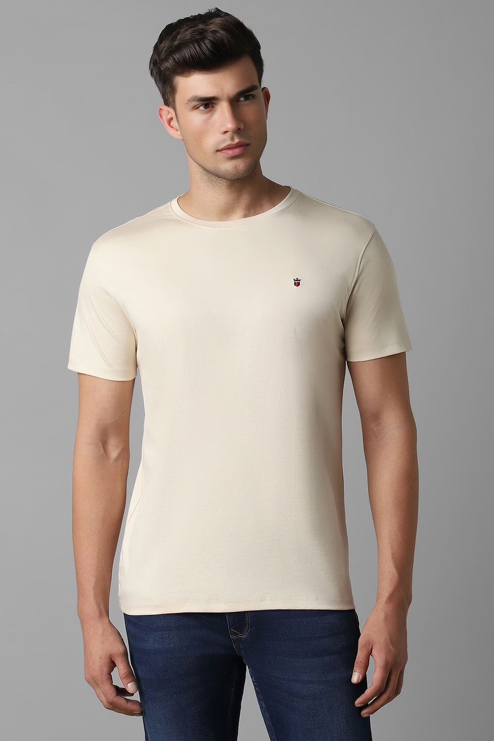 Men Beige Solid Crew Neck T-shirt-Beige 1 4557-men-beige-solid-crew-neck-t-shirt-beige-1.jpg