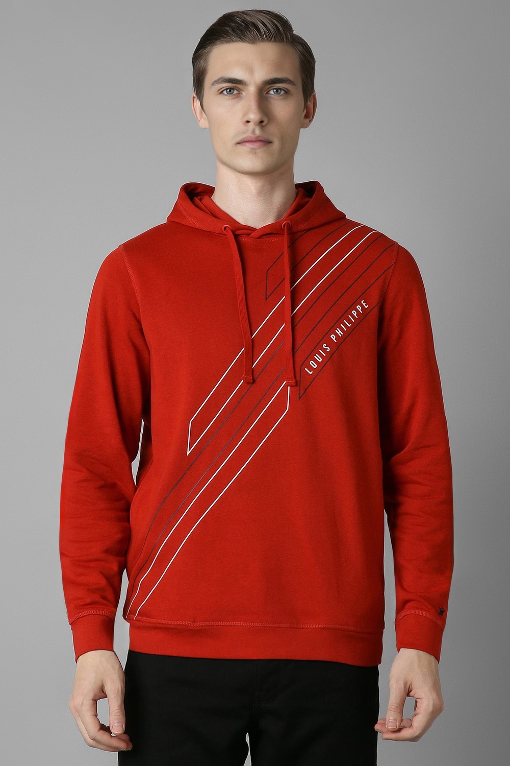 Men Casual Red Patterned Sweatshirt-Red