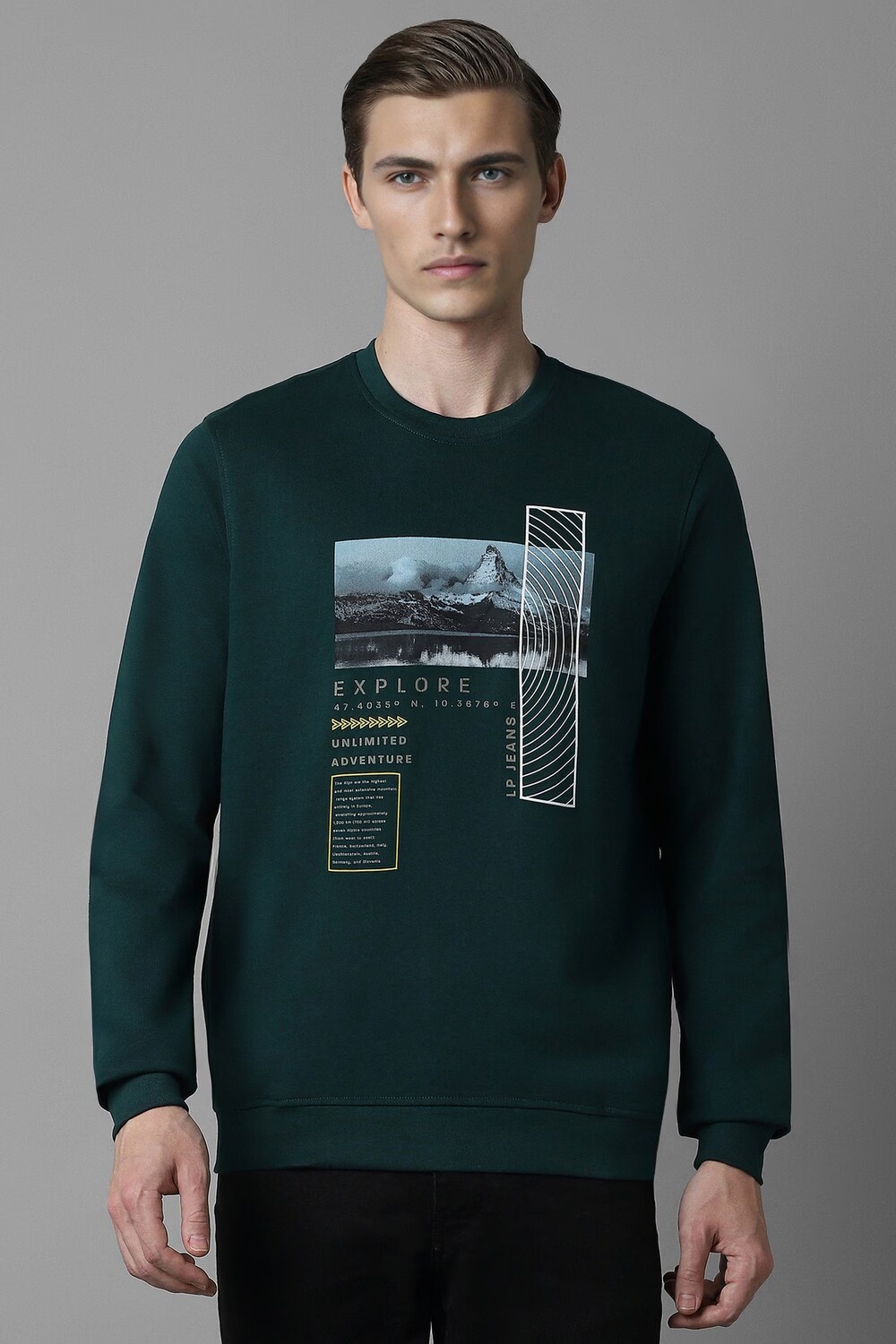 Men Casual Green Graphic Print Sweatshirt-Green