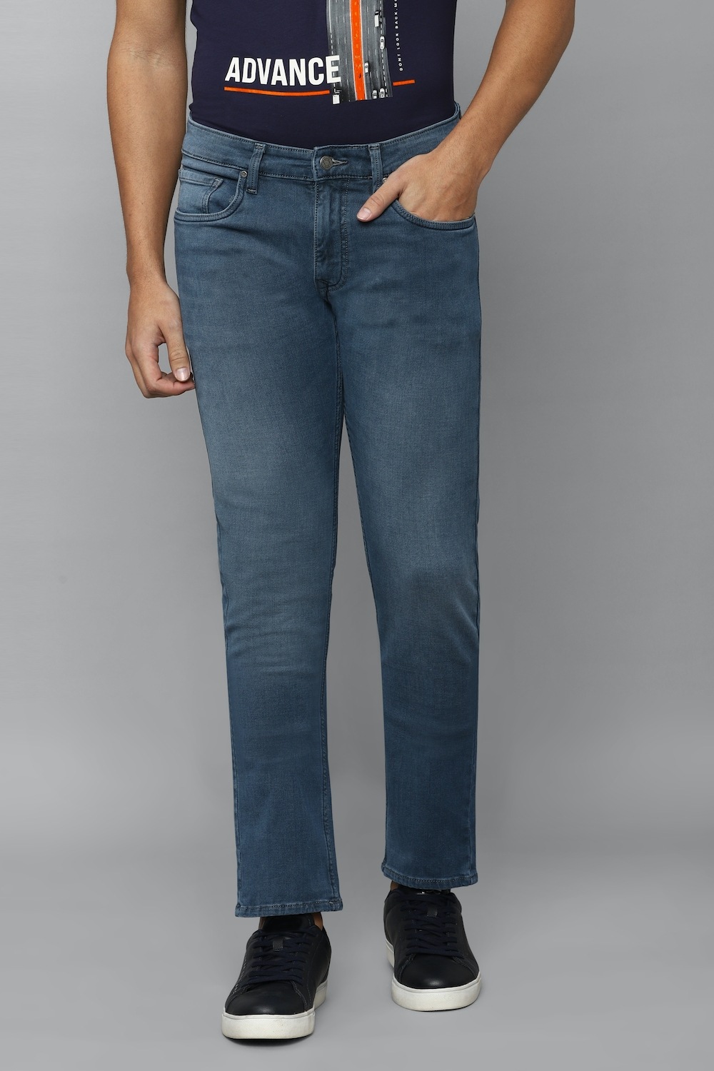 Men Blue Mid Slim Fit Jeans-Blue