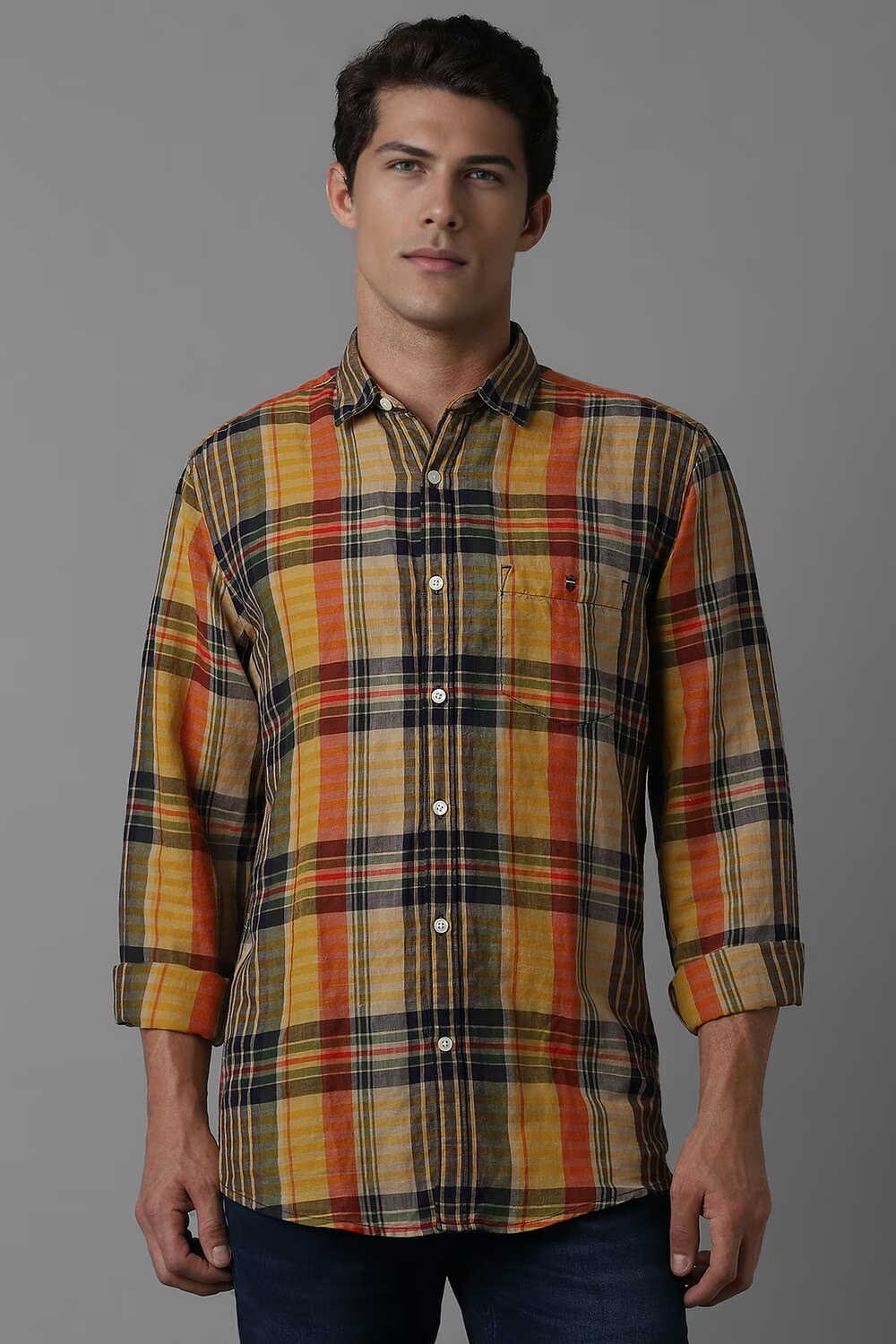Men Multi Slim Fit Check Full Sleeves Casual Shirt-Multi