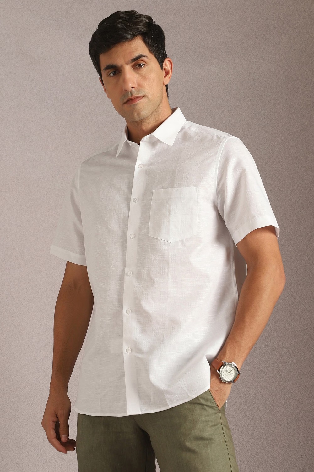 Men White Textured Half Sleeves Formal Shirt-White 1 47501-men-white-textured-half-sleeves-formal-shirt-white-1.jpg