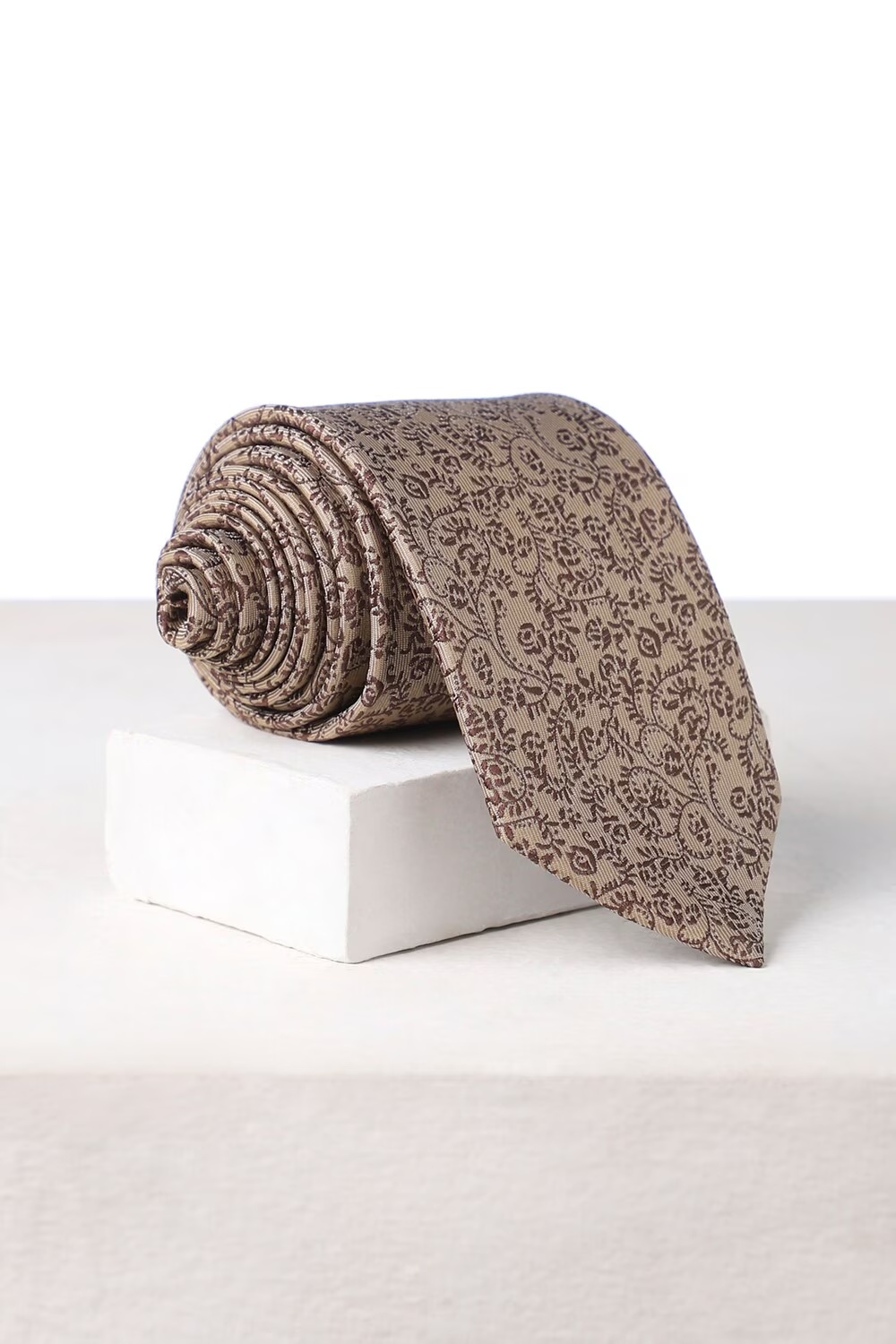 Men Brown Embroidered Tie-Brown