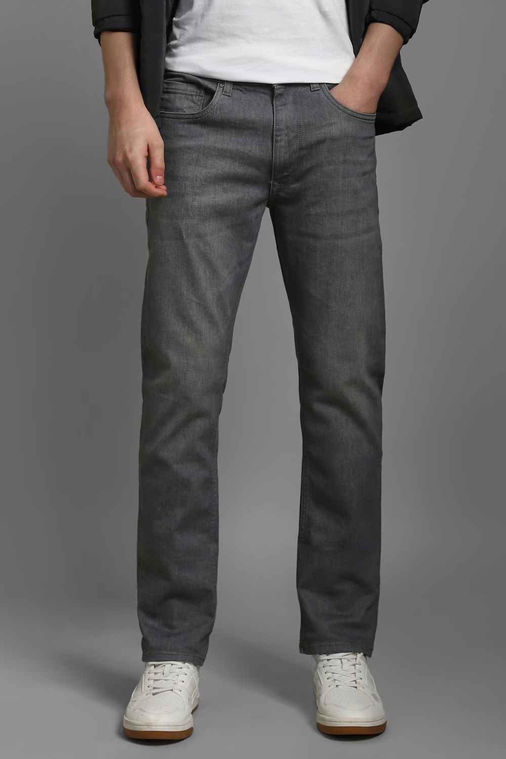 Men Grey Light Slim Fit Jeans-Grey