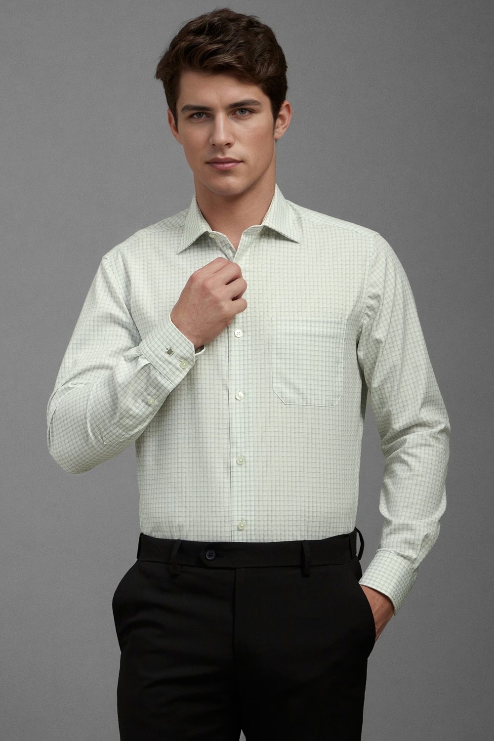 Men Grey Classic Fit Check Full Sleeves Formal Shirt-Grey 1 47810-men-grey-classic-fit-check-full-sleeves-formal-shirt-grey-1.jpg