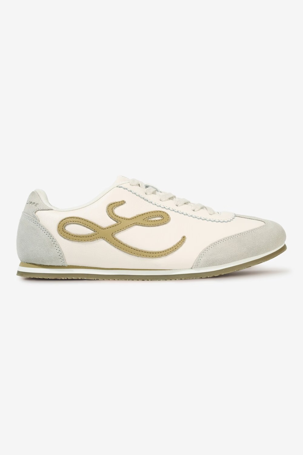 Men Cream Leather Sneakers with Signature Branding-Cream
