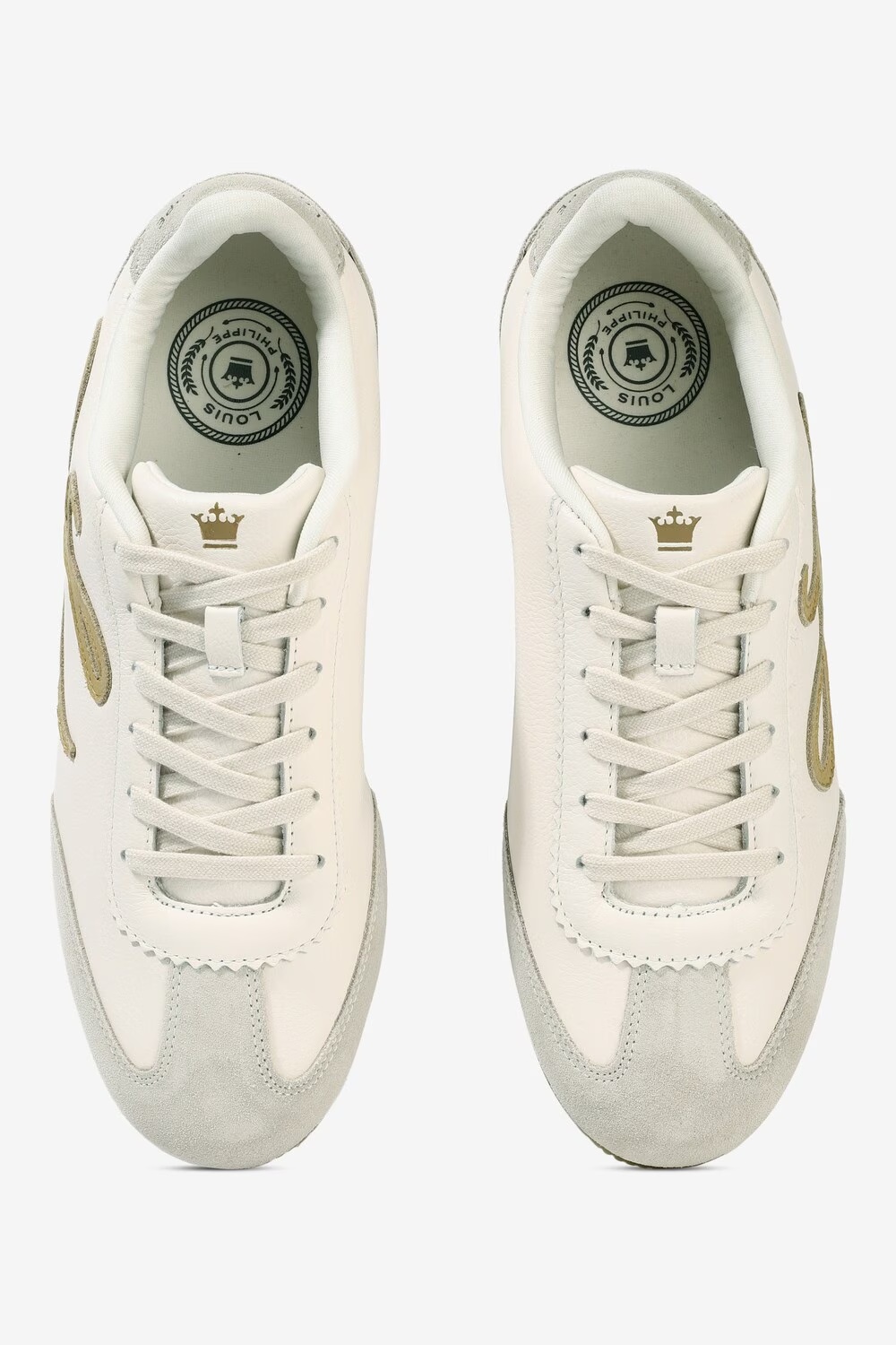 Men Cream Leather Sneakers with Signature Branding-Cream