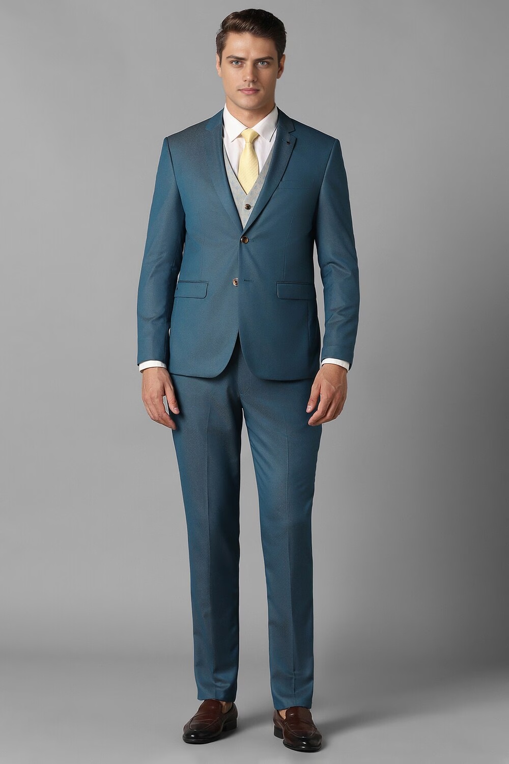 Men Green Slim Fit Textured Formal Three Piece Suit-Green 1 48086-men-green-slim-fit-textured-formal-three-piece-suit-green-1.jpg
