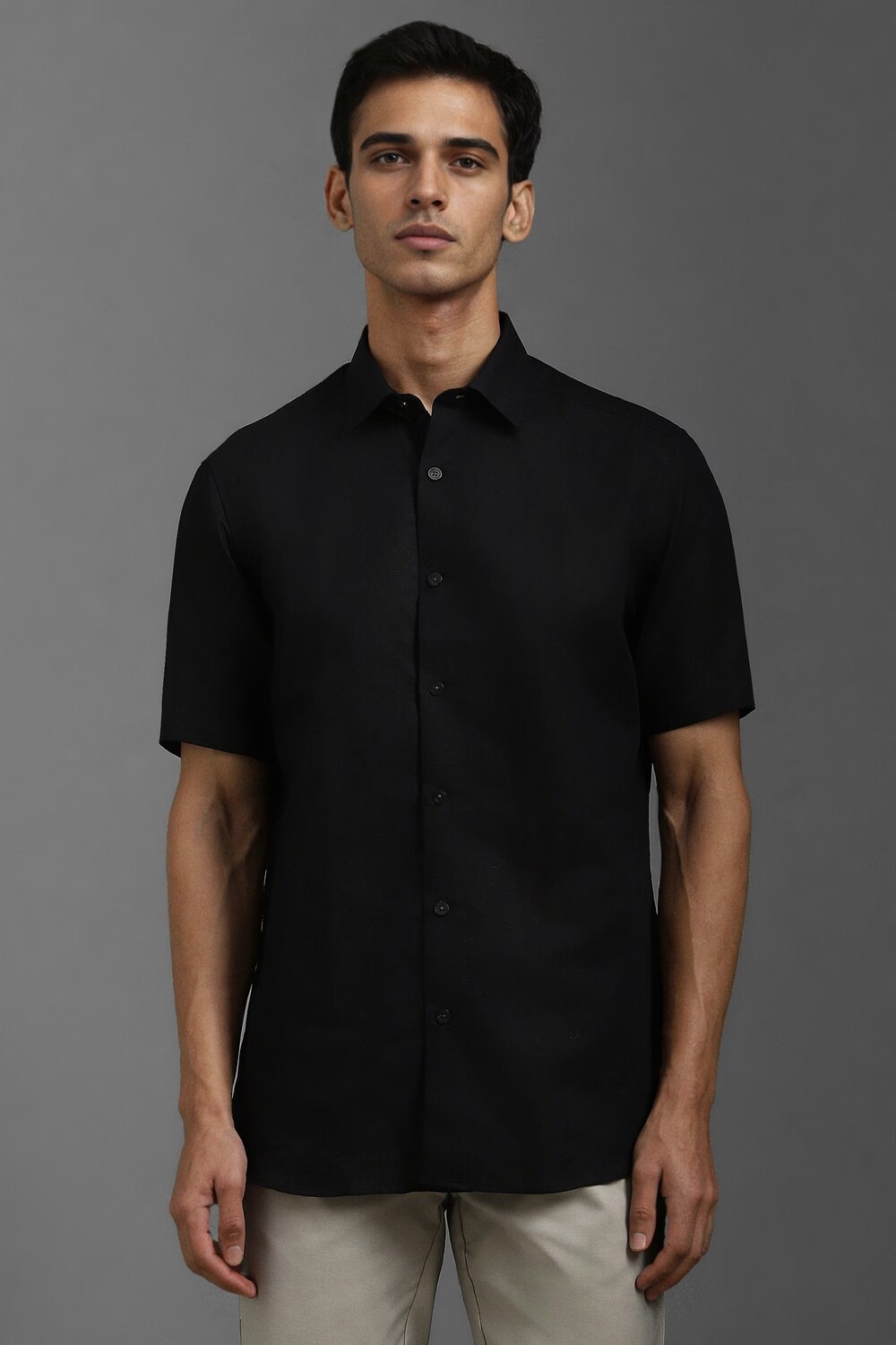 Men Black Slim Fit Solid Half Sleeves Formal Shirt-Black 1 48212-men-black-slim-fit-solid-half-sleeves-formal-shirt-black-1.jpg