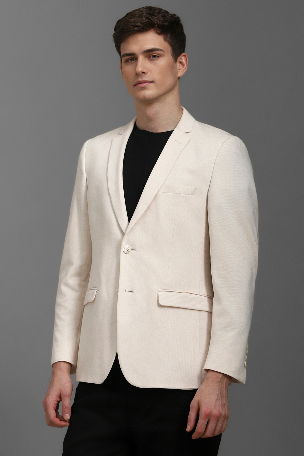 Men Cream Super Slim Fit Textured Casual Blazer-Cream 1 48244-men-cream-super-slim-fit-textured-casual-blazer-cream-1.jpg