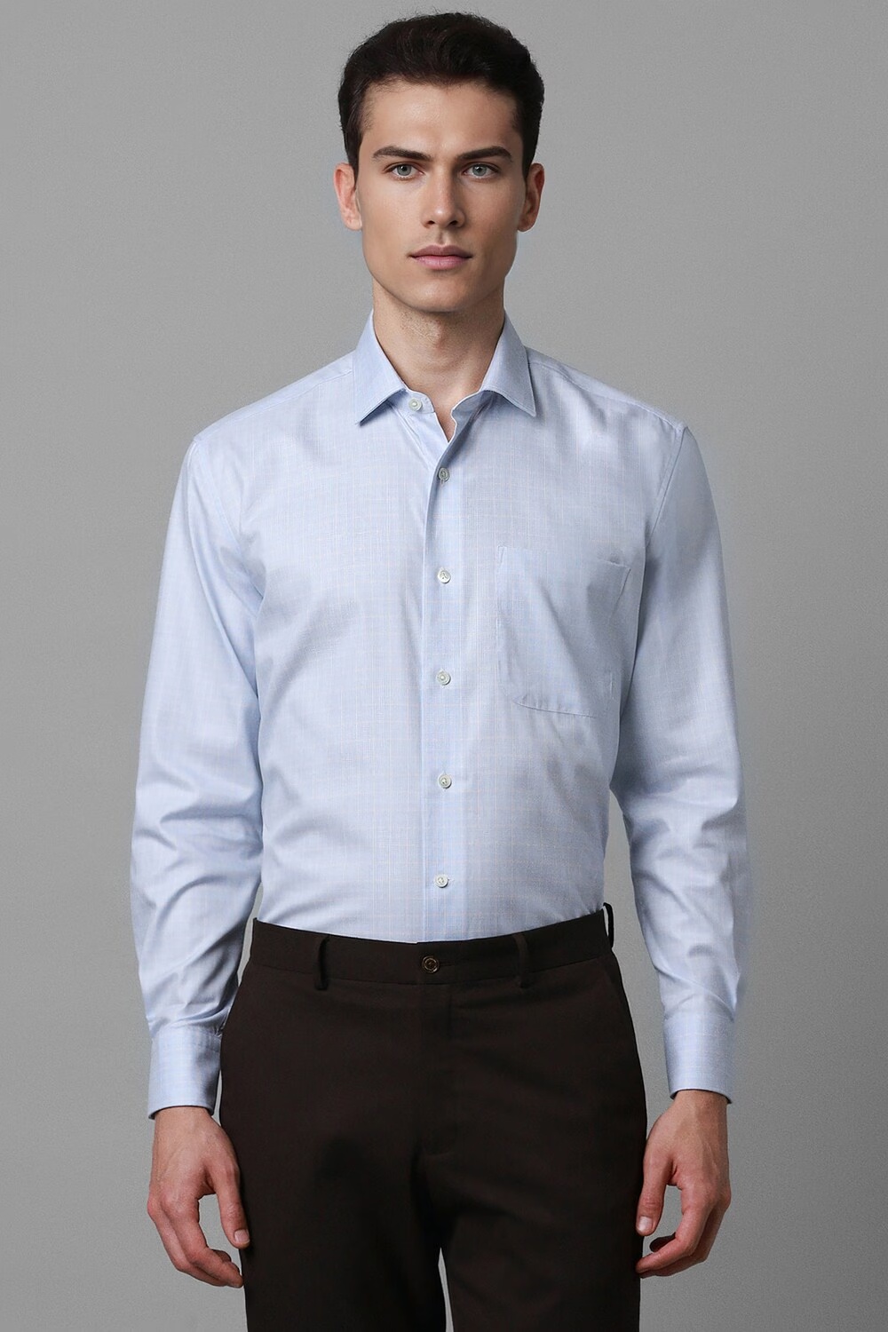 Men Blue Classic Fit Check Full Sleeves Formal Shirt-Blue