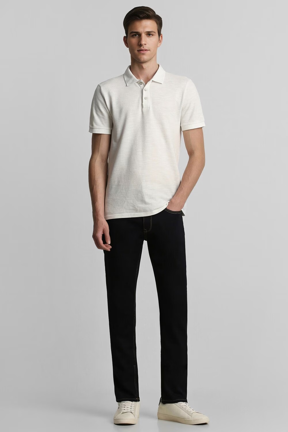 Men Black Dark Slim Fit Jeans-Black