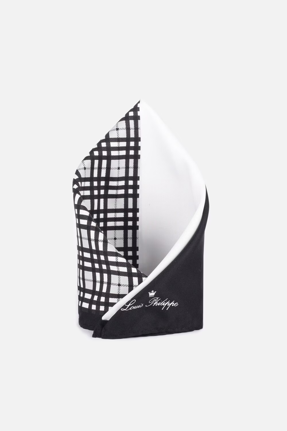 Men Black Check Party Pocket Square-Black