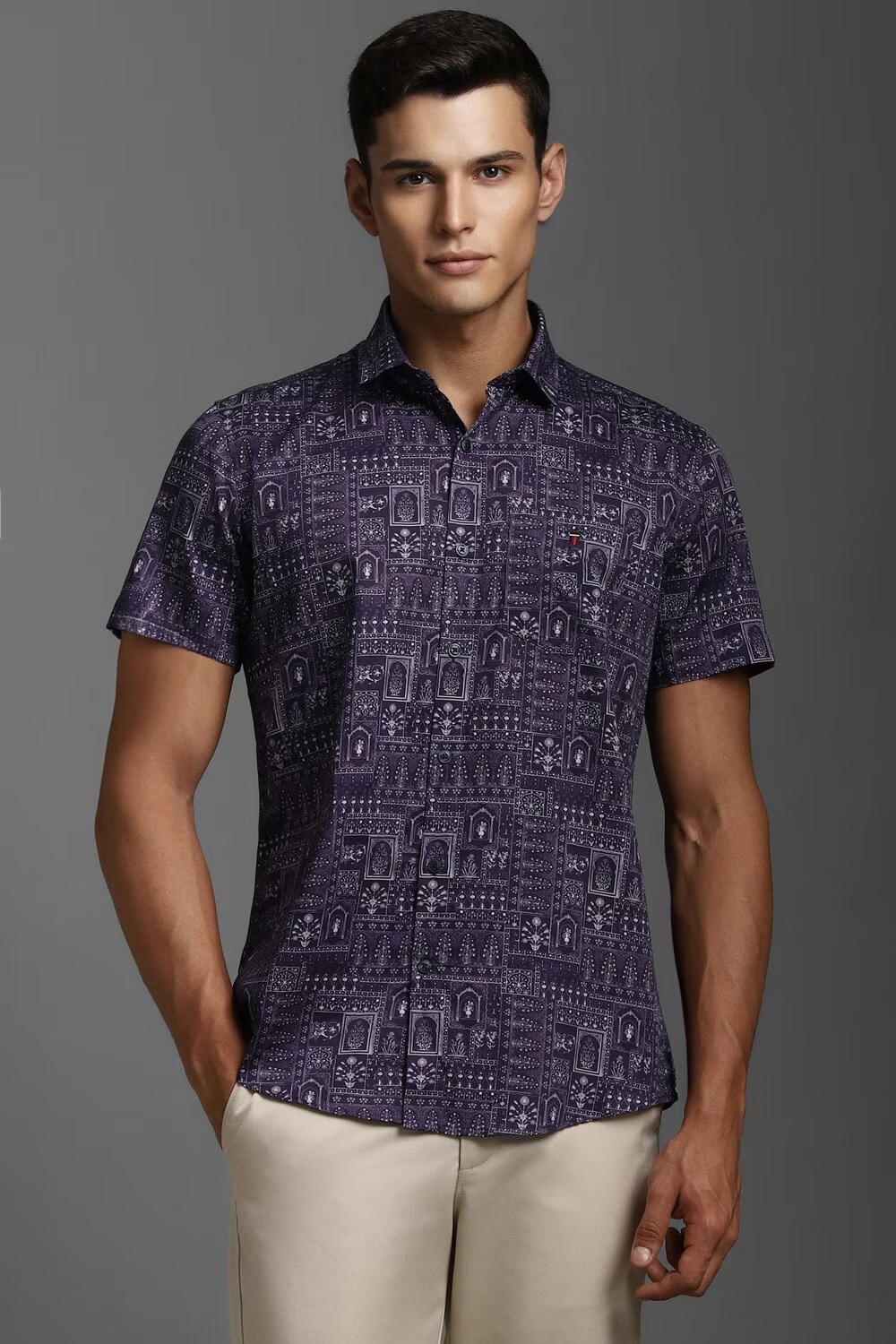Men Purple Slim Fit Print Half Sleeves Casual Shirt-Purple 1 48559-men-purple-slim-fit-print-half-sleeves-casual-shirt-purple-1.jpg
