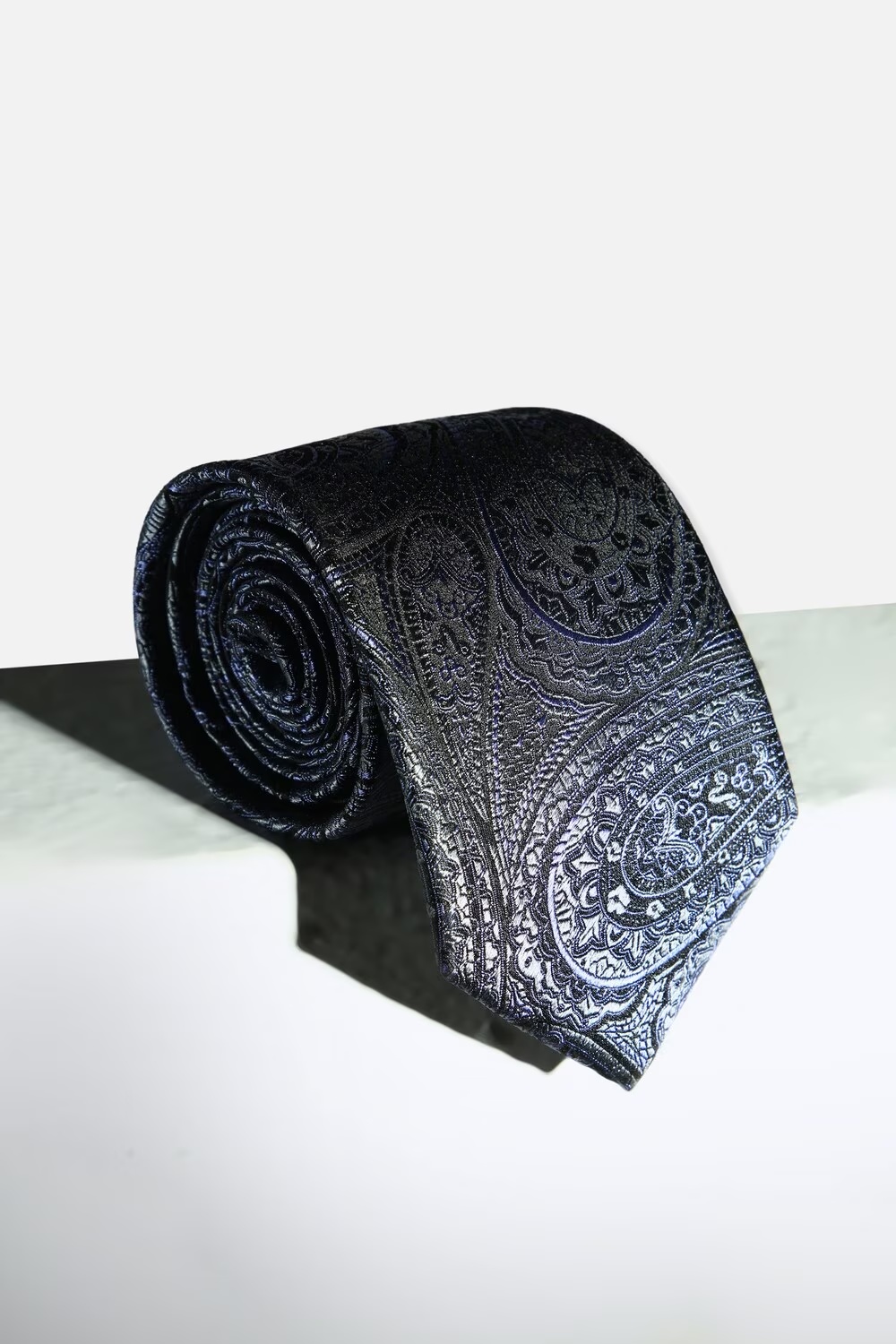 Men Navy Embroidered Tie-Navy