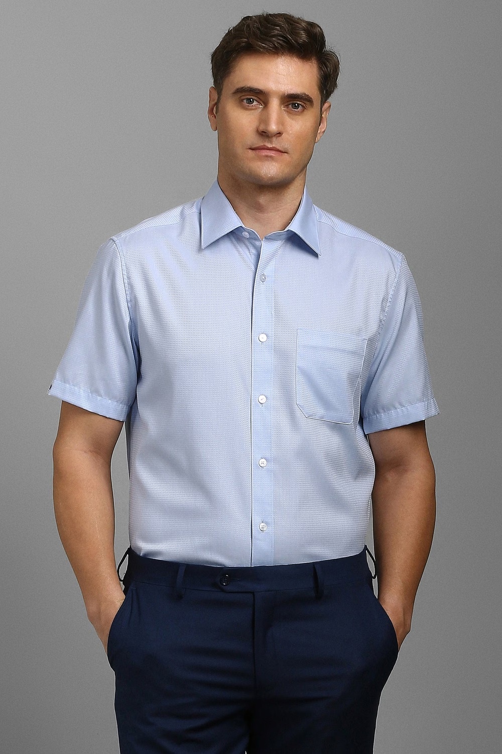 Men Light Blue Textured Half Sleeves Formal Shirt-Light Blue 1 49125-men-light-blue-textured-half-sleeves-formal-shirt-light-blue-1.jpg