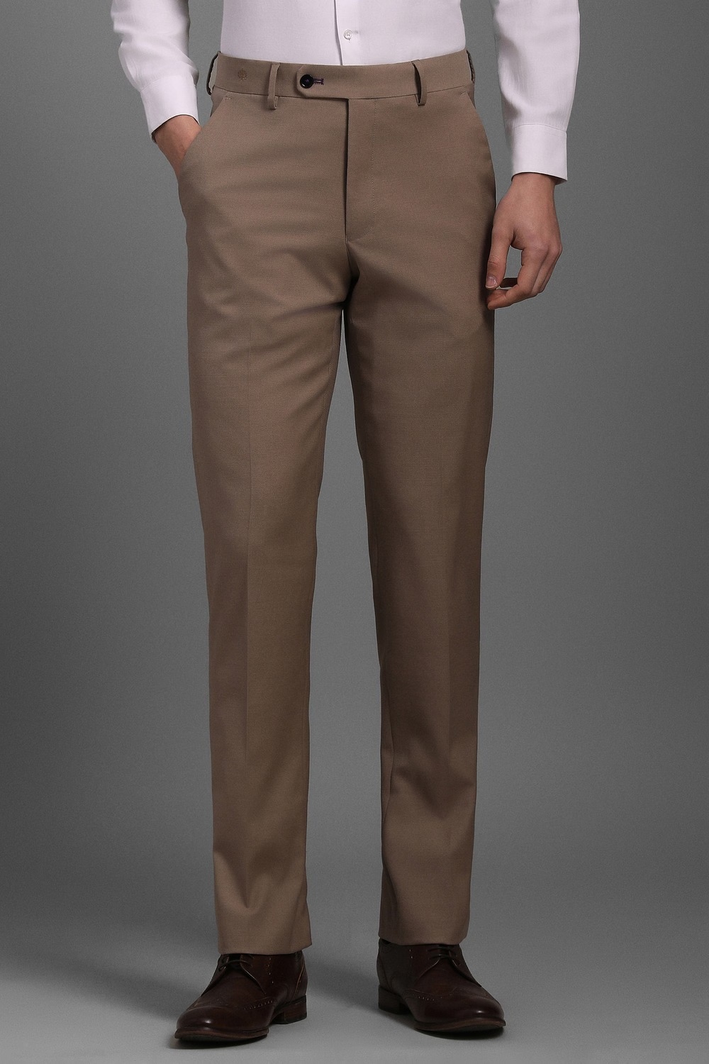 Men Brown Textured Flat Front Formal Trousers-Brown 1 49151-men-brown-textured-flat-front-formal-trousers-brown-1.jpg