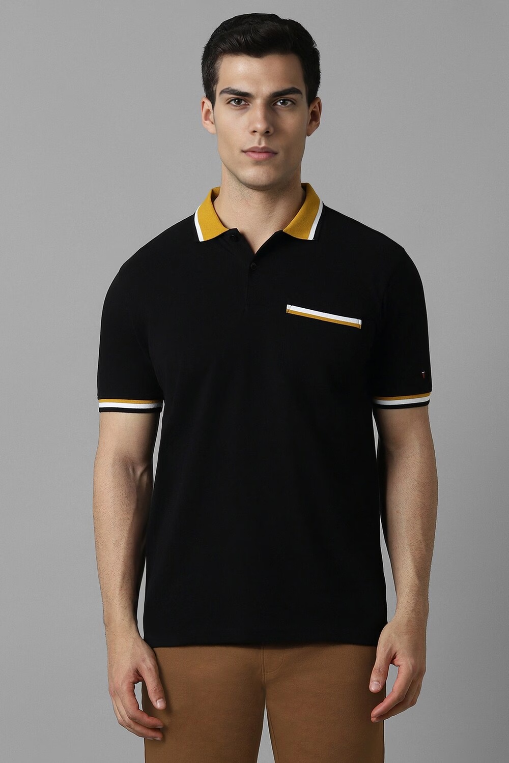 Men Black Solid Polo Neck T-shirt-Black 1 49175-men-black-solid-polo-neck-t-shirt-black-1.jpg