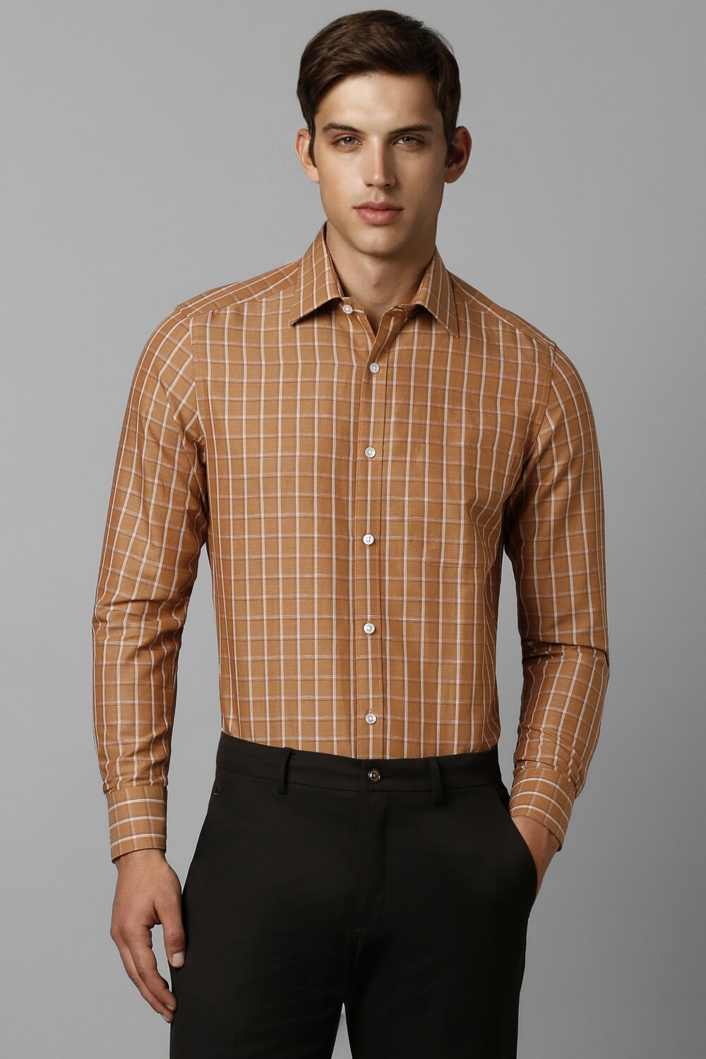 Men Orange Classic Fit Check Full Sleeves Formal Shirt-Orange 1 49286-men-orange-classic-fit-check-full-sleeves-formal-shirt-orange-1.jpg