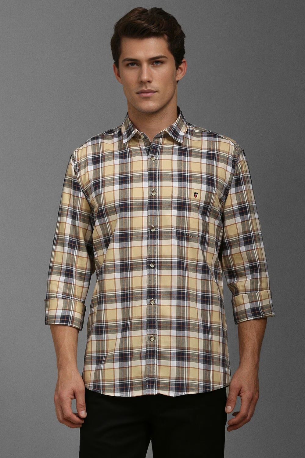 Men Yellow Slim Fit Check Full Sleeves Casual Shirt-Yellow