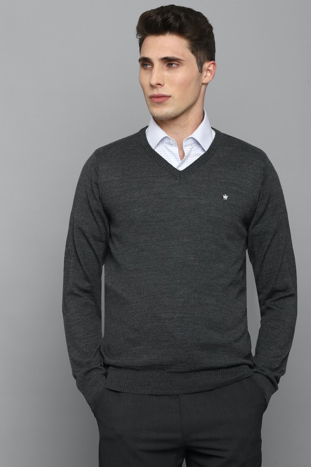 Men Grey Textured V Neck Full Sleeves Sweater-Grey 1 4987-men-grey-textured-v-neck-full-sleeves-sweater-grey-1.jpg